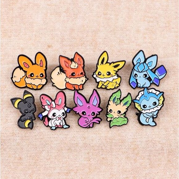 Pokémon Eevee Evolutions Chibi Enamel Pin Set – 9 Piece Collector’s Lot - Picture 2 of 11